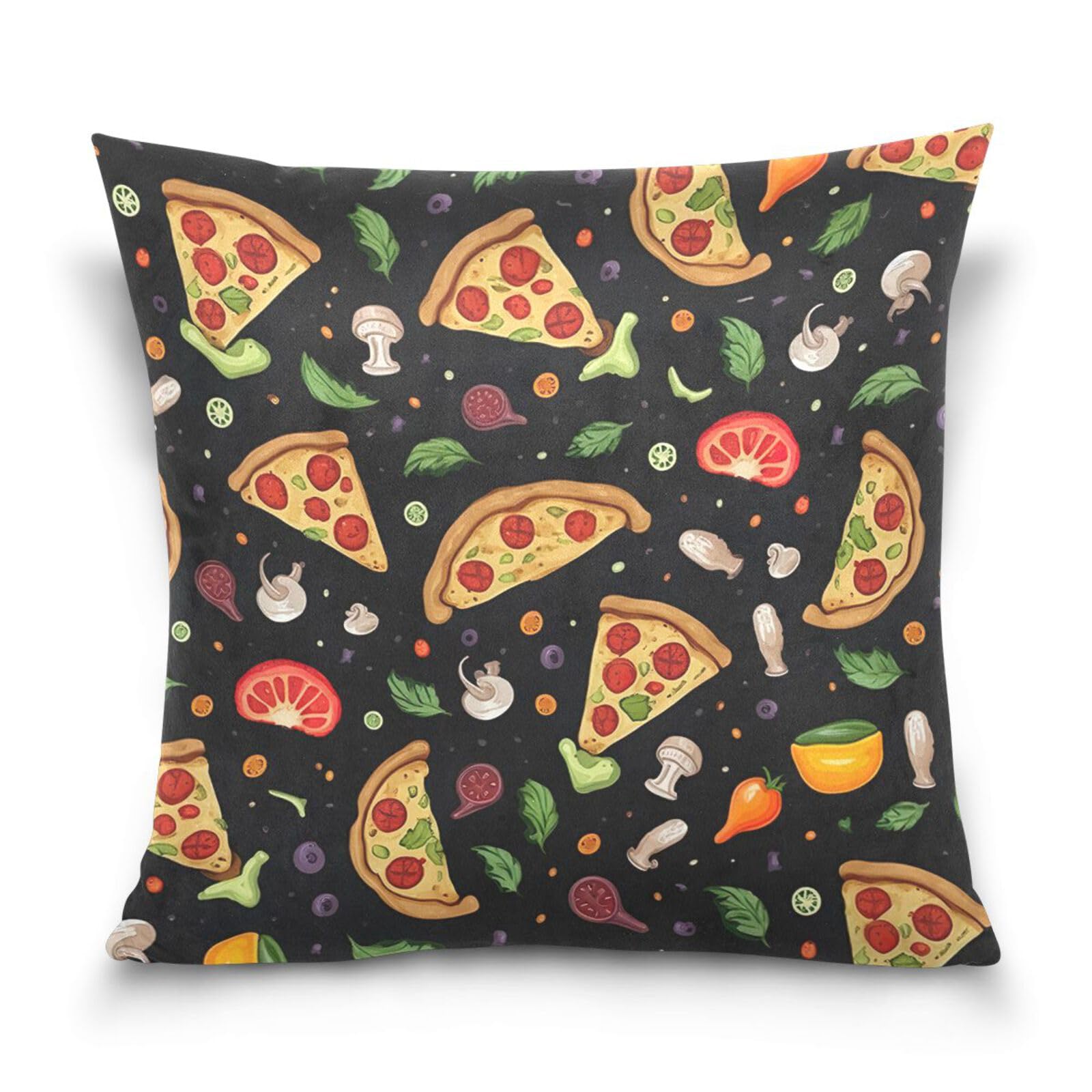 Pizza Background Pillow Covers Soft Crystal Velvet Decorative Cushion Covers Square Throw Pillow Covers Home Decor for Sofa,20×20 Inch