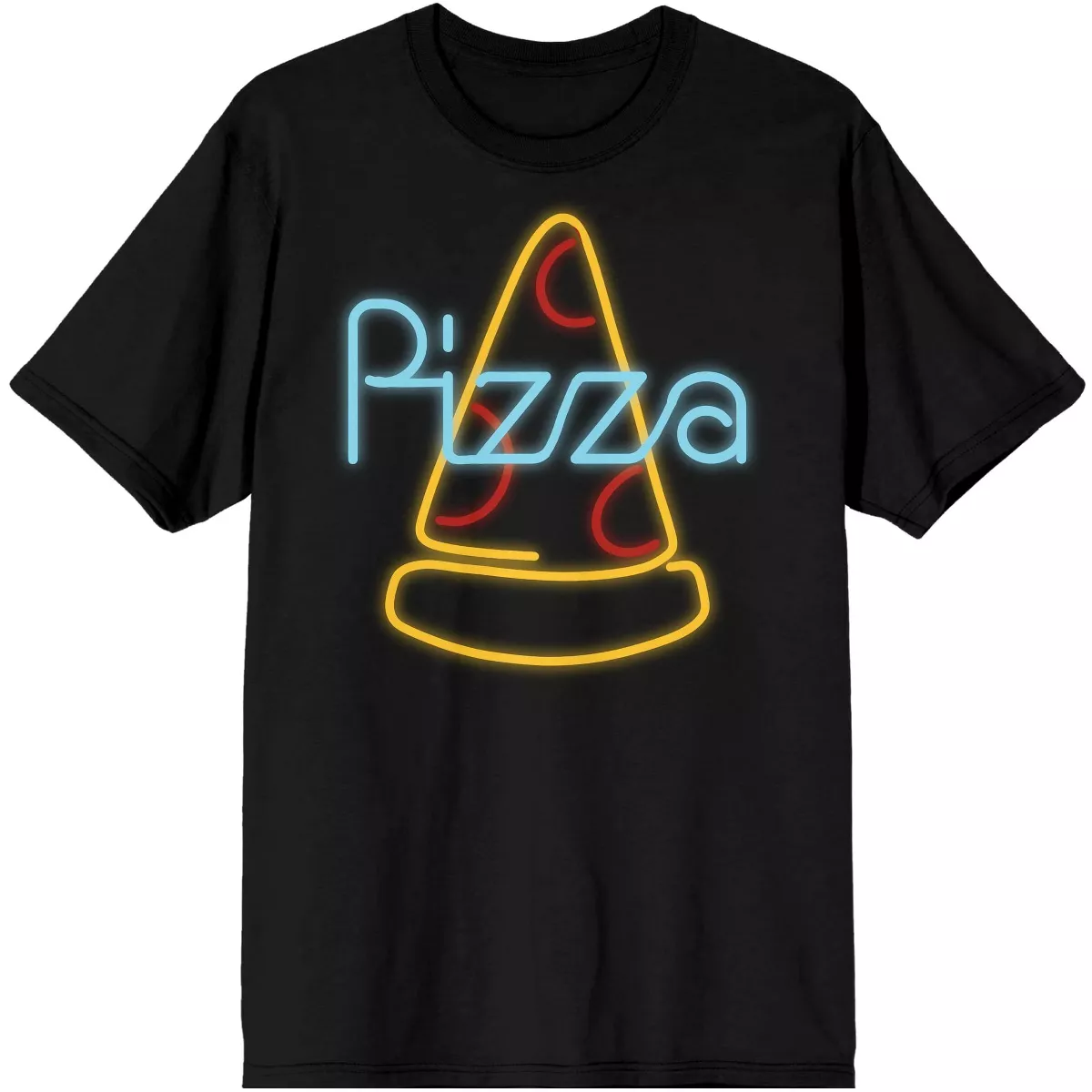 My Pizza Day Neon Pizza Slice Men's Black Graphic Tee