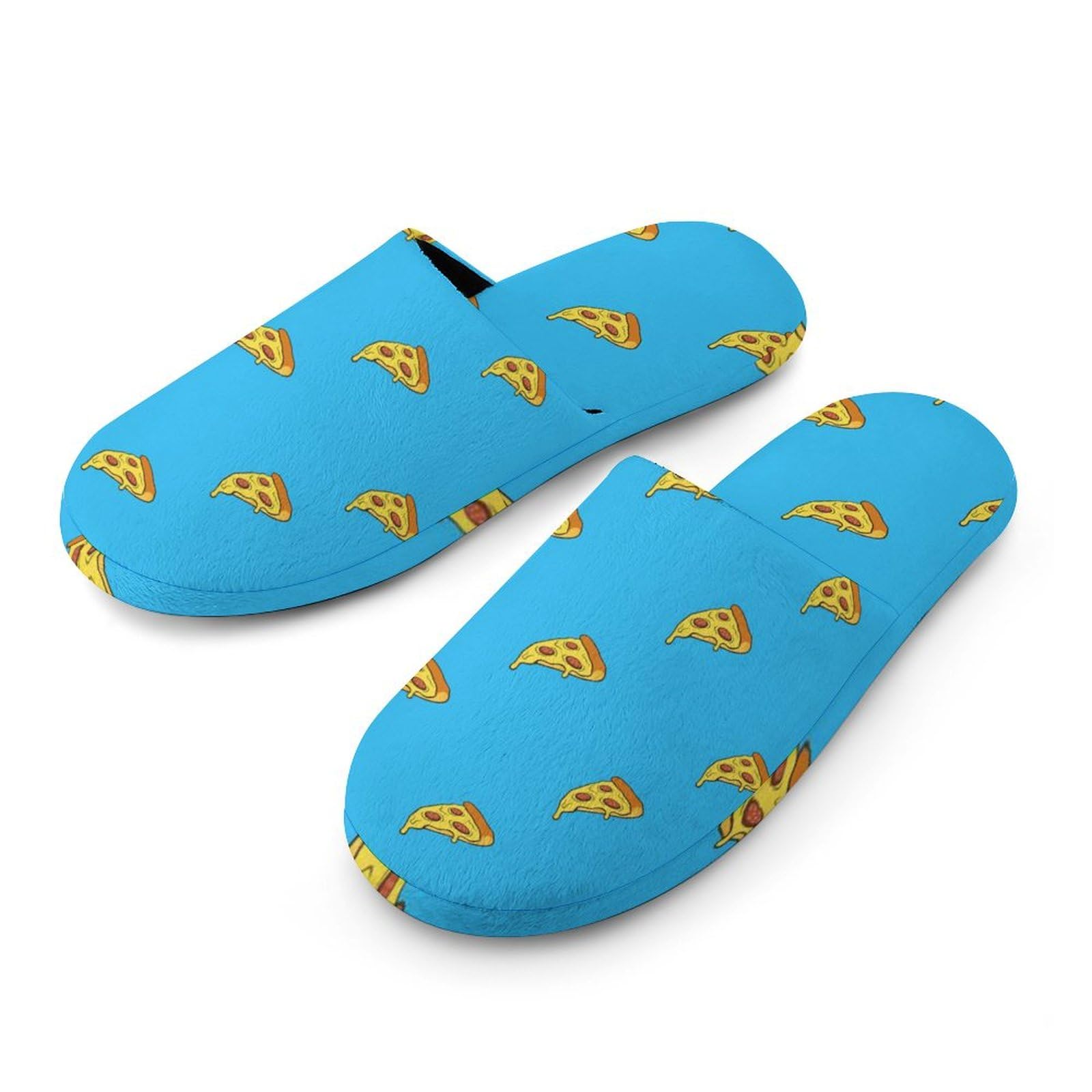 Pizza Slice Flannel Slippers for Women Memory Foam Slippers Indoor Shoes Bedroom Slippers