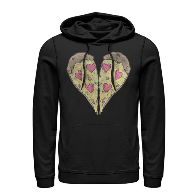 Men's Lost Gods Piece of Pizza Heart Pull Over Hoodie Black Small