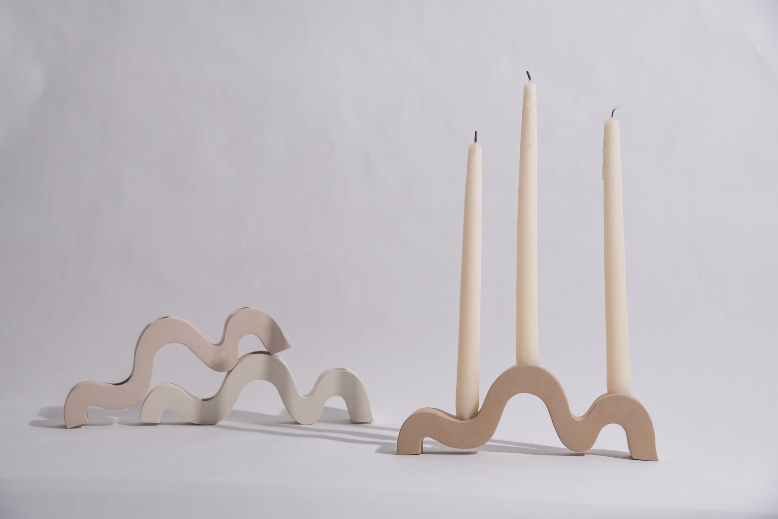 Concrete Candlestick Holder|Wavy Taper Candle Holder|Nordic Candle Stick Holder|New Home Gifts|Table Decor|Christmas decor|Modern Minimalist