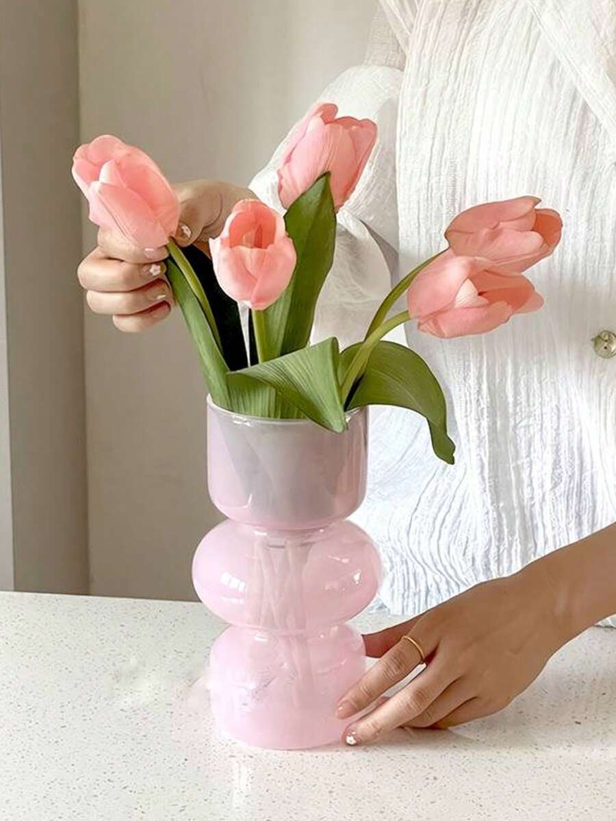 1pc Vintage Transparent Glass Vase, Bubble Glass Vase, Perfect For Home Flower Arrangement, Office, Wedding And Outdoor Decoration