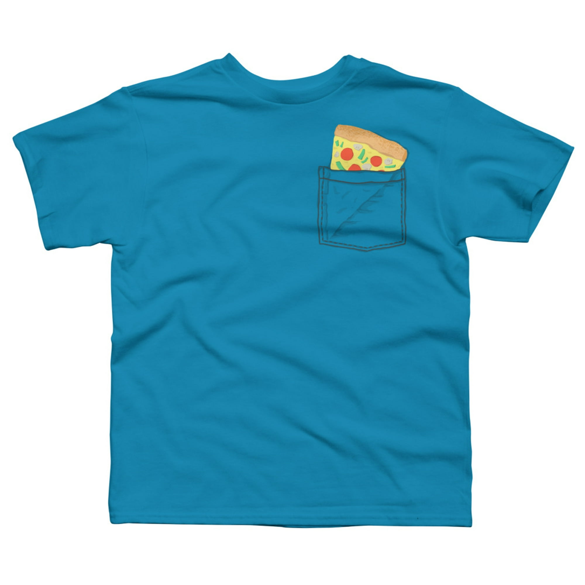 Pizza Snack Boys Turquoise Blue Graphic Tee - Design By Humans L