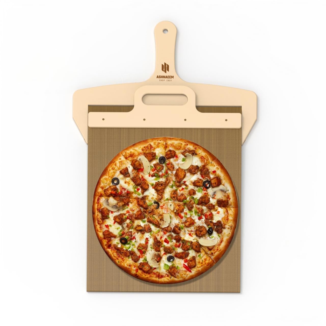 Premium Sliding Pizza Peel | Non-Stick Pizza Spatula Paddle with Wooden Handle | Smart Pizza Slider for Indoor & Outdoor Ovens | Large 19.68" x 11.81" Pizza Board