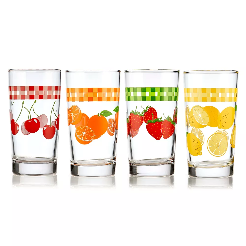 Libbey Vintage Juice Glasses, 11-ounce, Assorted, Set of 4