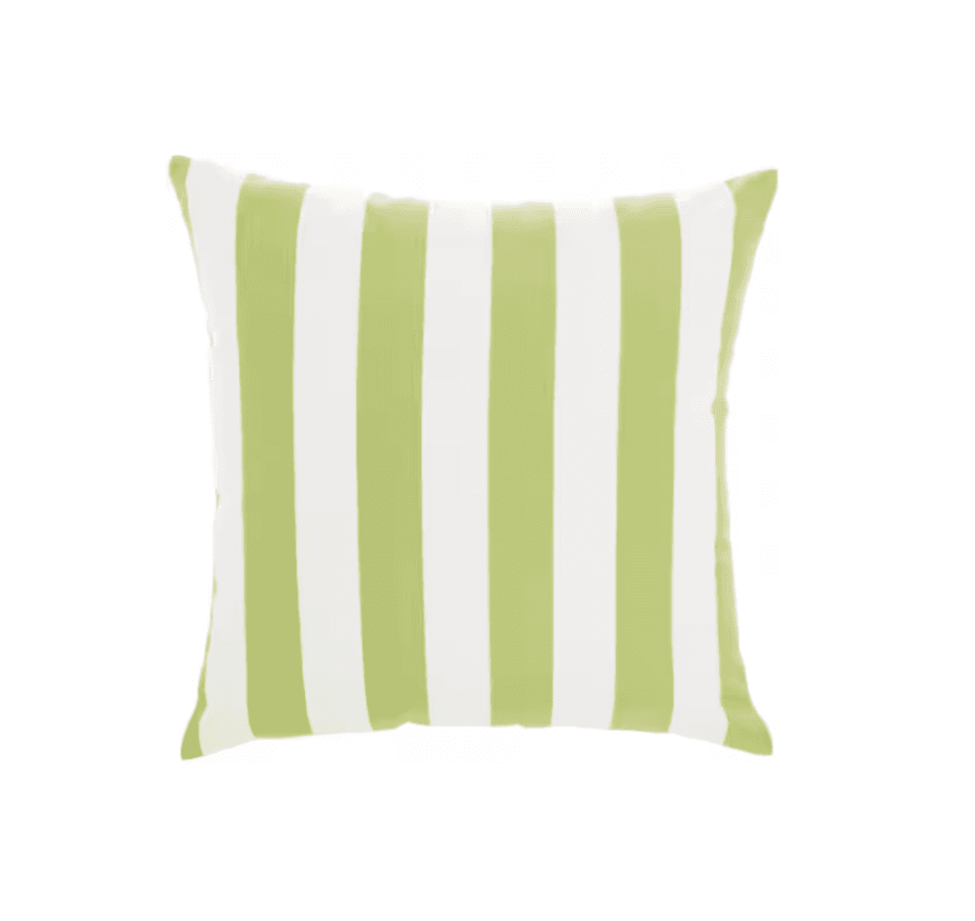Green Striped 18 in. x 18 in. Indoor/Outdoor Throw Pillow