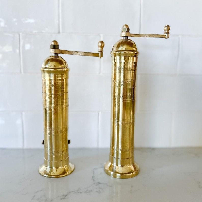 Brass Salt or Pepper Mill | Pepper Grinder | Salt Grinder | 8" | 9" | Gold | Kitchen