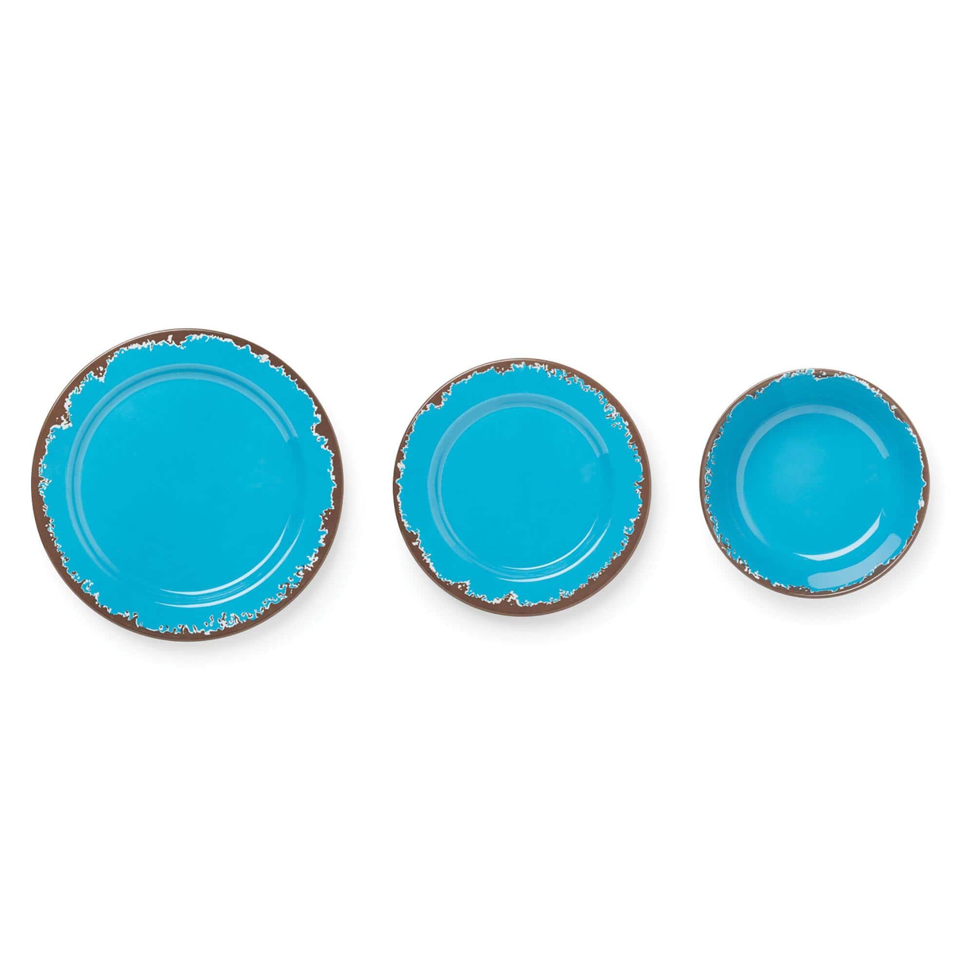 12-Piece Rustic Blue Melamine Resin Dinnerware Set (Service for 4)