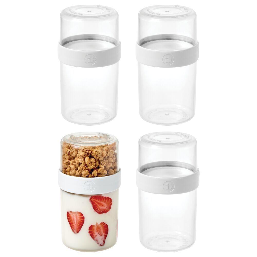 iDesign Medium Stack 'n Snack Food Containers - Set of 4 - Clear/White