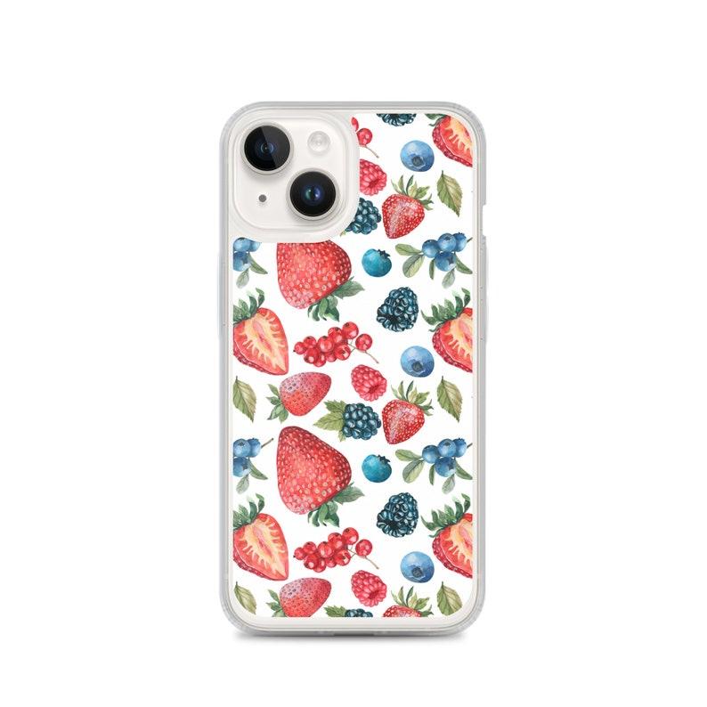 Strawberry iPhone Case Berries Phone Case Clear Phone Case for iPhone 7 8 XR Xs 11 12 13 14 Pro Max Mini SweetCaseUS
