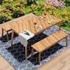 3-Piece Acacia Wood Rectangle Outdoor Dining Set
