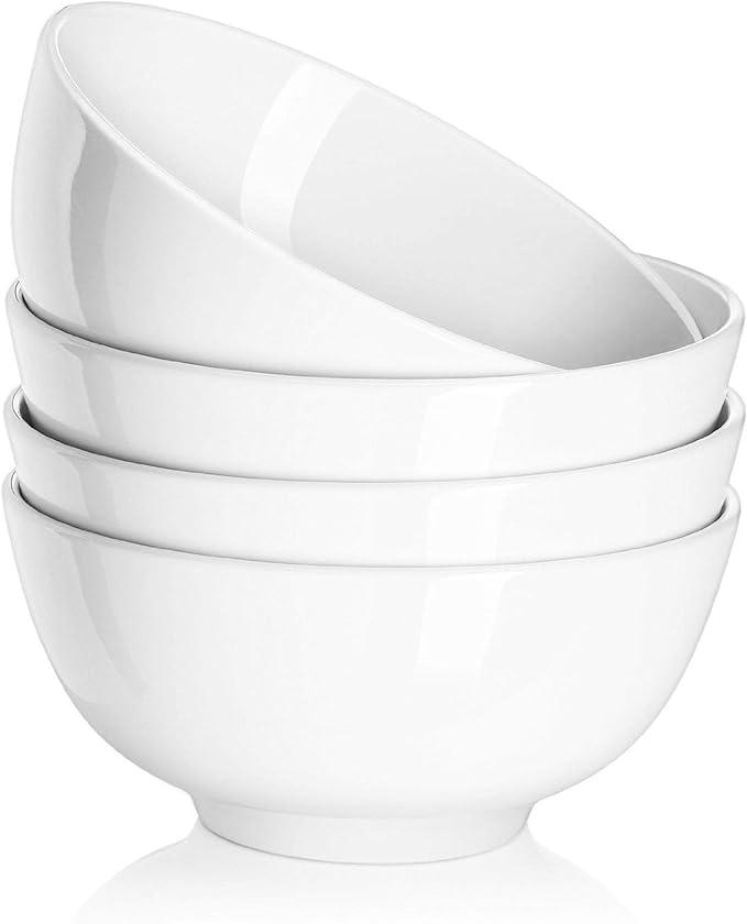 DOWAN 22 OZ White Ceramic Bowls Set of 4