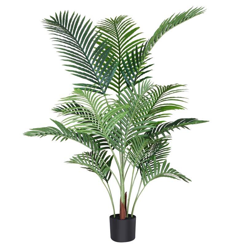 Adcock Artificial Palm Tree in Pot Faux Green Areca Palm Plant