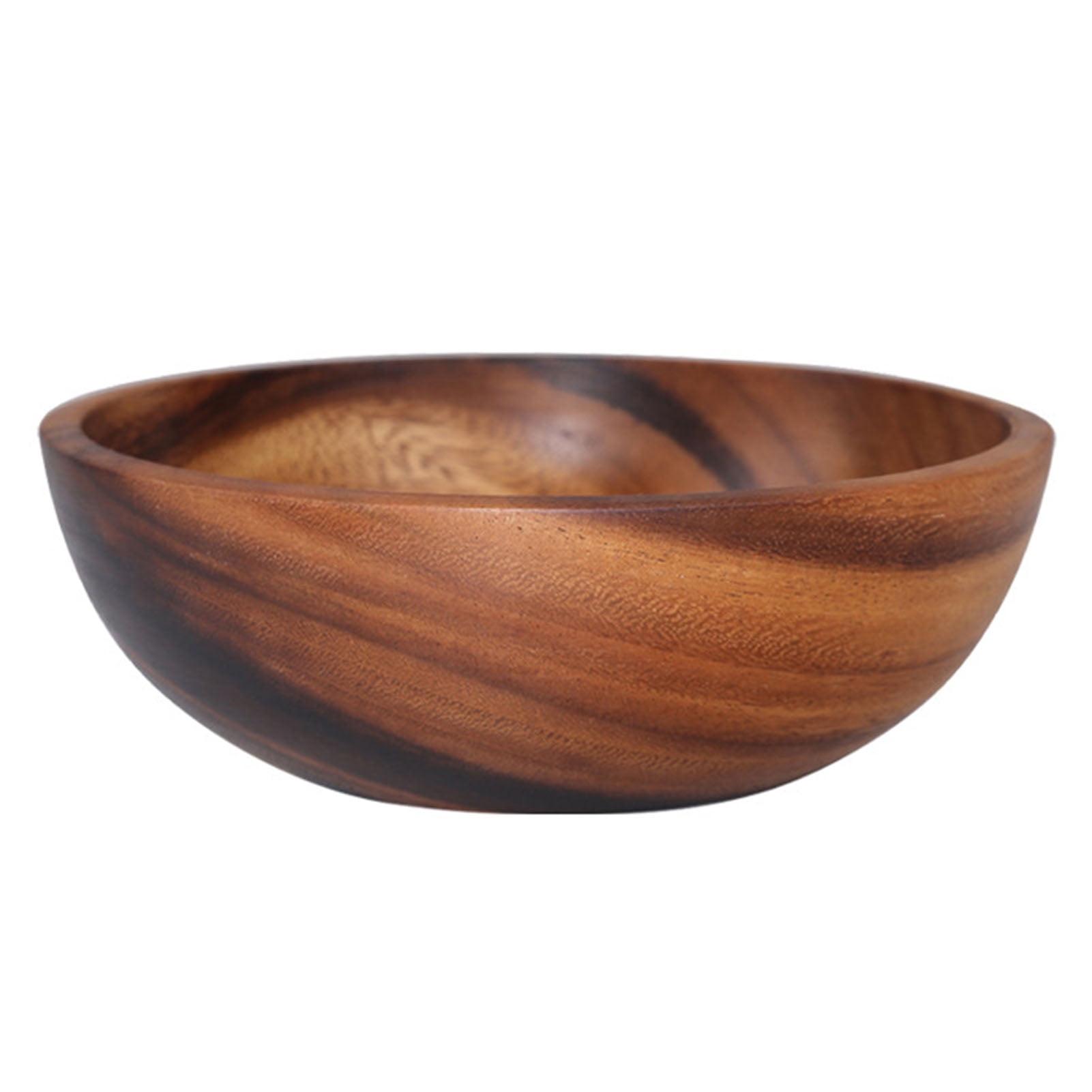 Opolski Household Round Wooden Fruit Salad Bowl Dinnerware Basin Container Kitchen Tool