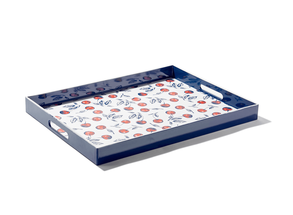 Bing Cherries Polypropylene Rectangular Serving Tray with Handles, Set of 2