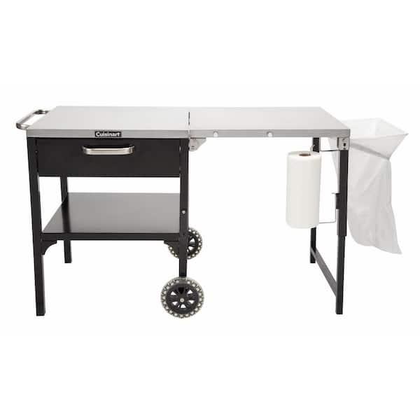 48" x 24" Prep 'n Cook Outdoor Table and Grill Cart, Black/Stainless Steel