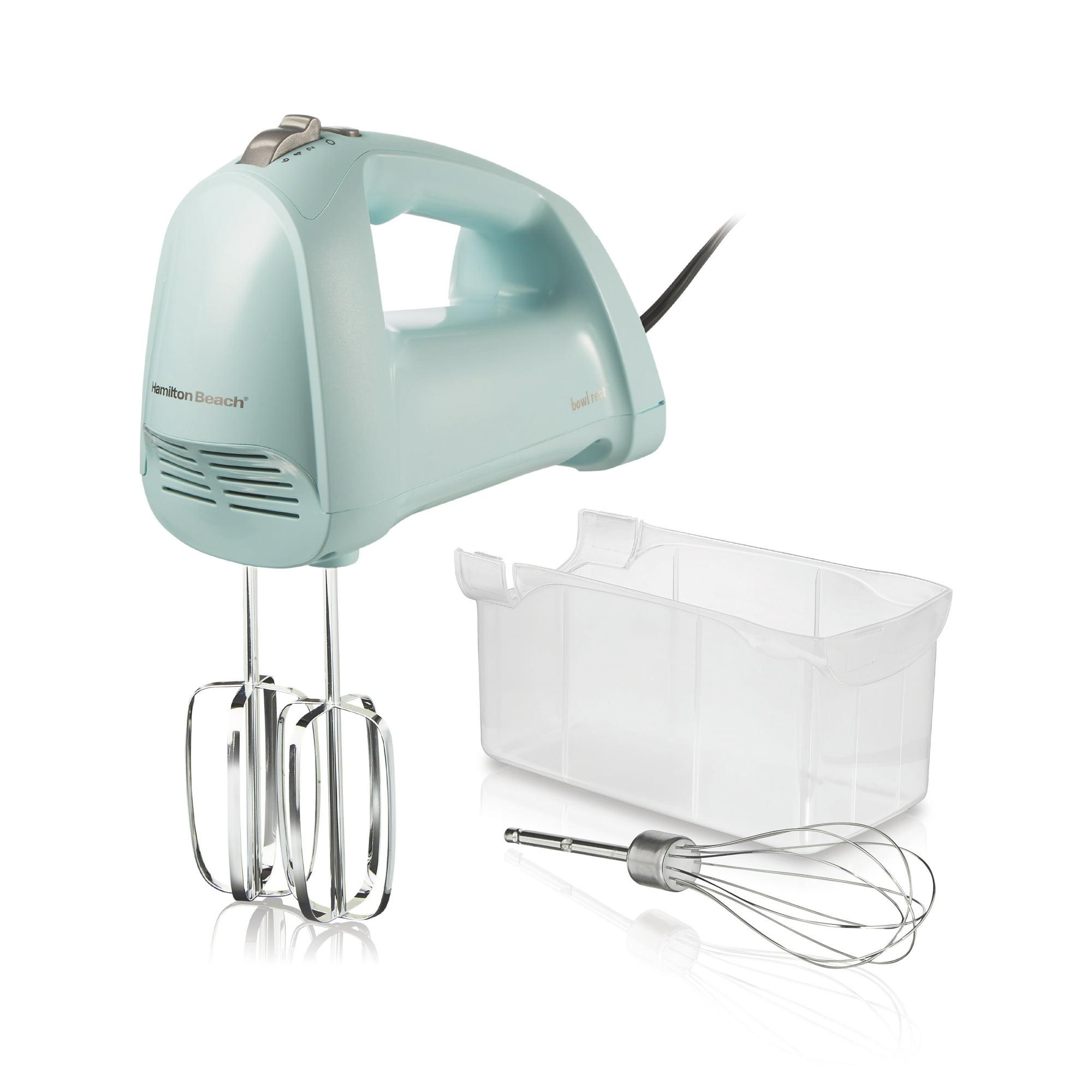Hamilton Beach 6 Speed Hand Mixer with QuickBurst, Includes Snap-On Storage Case and 3 Attachments, Blue