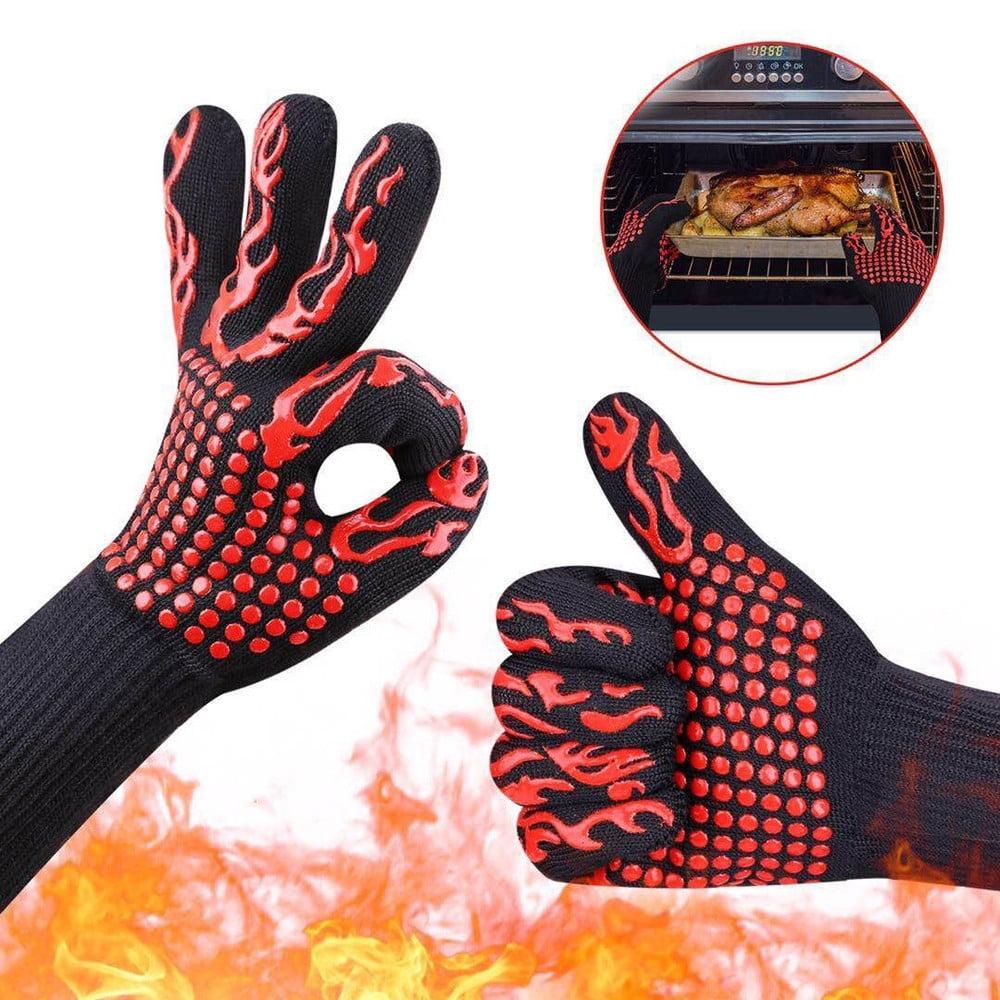 Relanfenk Gloves Mittens Hot BBQ Grilling Cooking Gloves Extreme Heat Resistant oven Welding Gloves