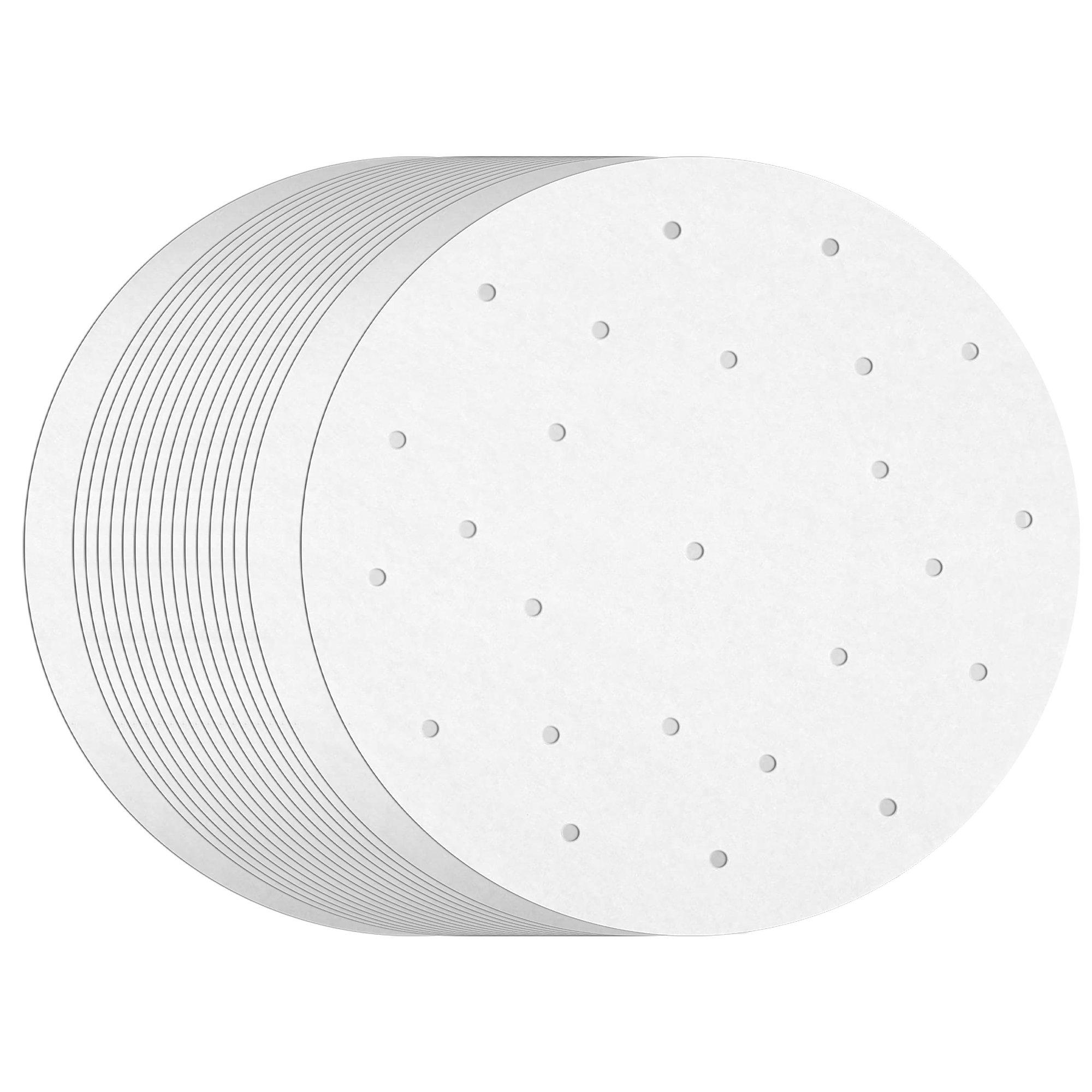 100 Pack 10" Perforated Bleached Air Fryer Parchment Paper Bamboo Steamer Liner
