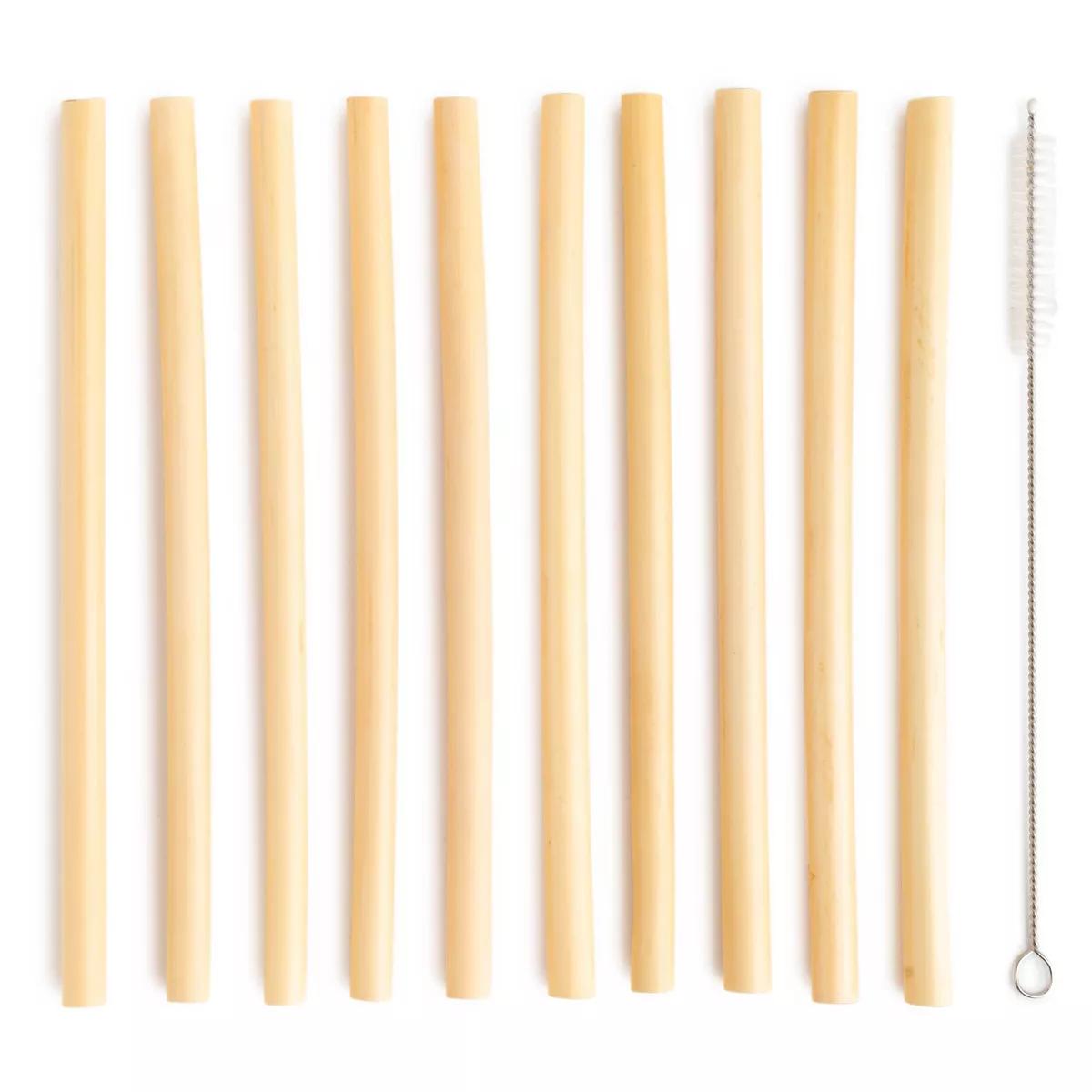 10ct Reusable Bamboo Straws Beige
