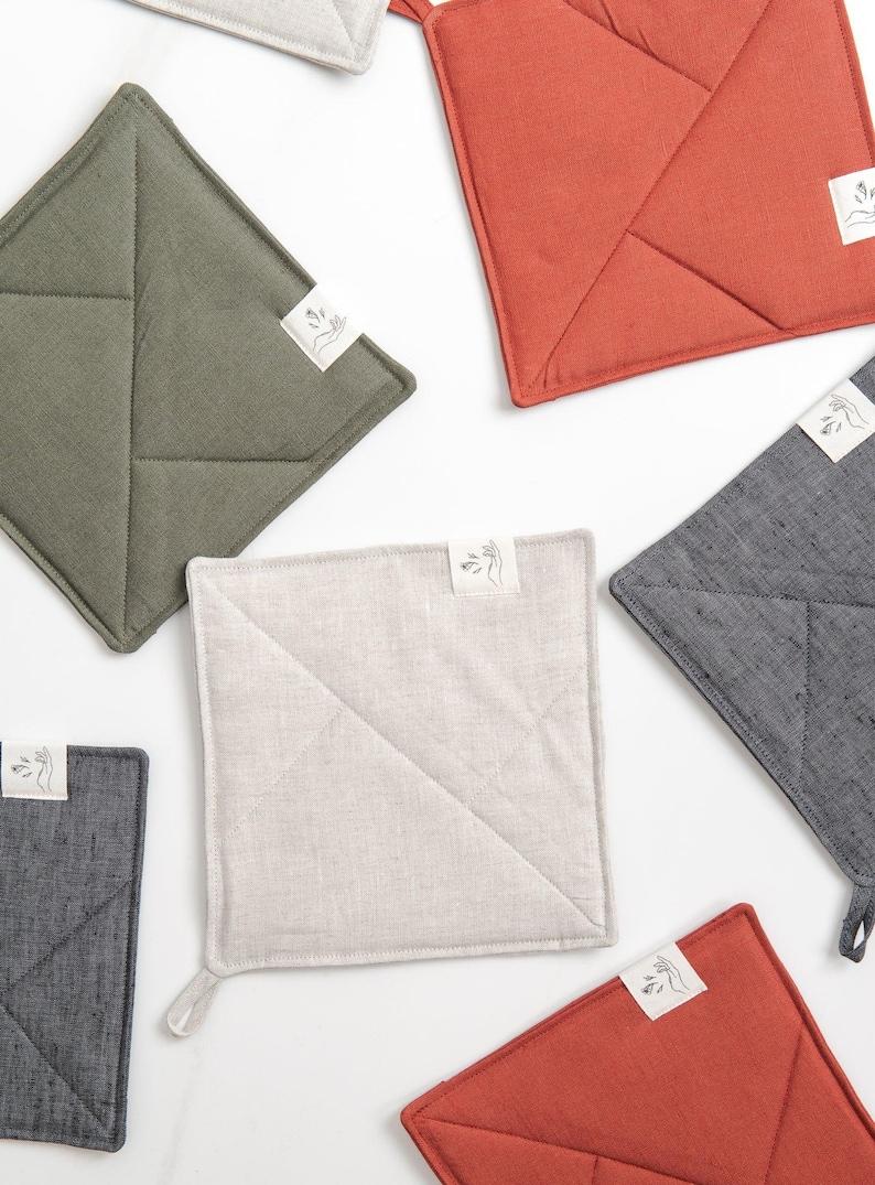 Linen Kitchen Trivet | Hostess gift, linen hot pad for minimalistic kitchen, natural pot holder, linen oven trivet - various colours