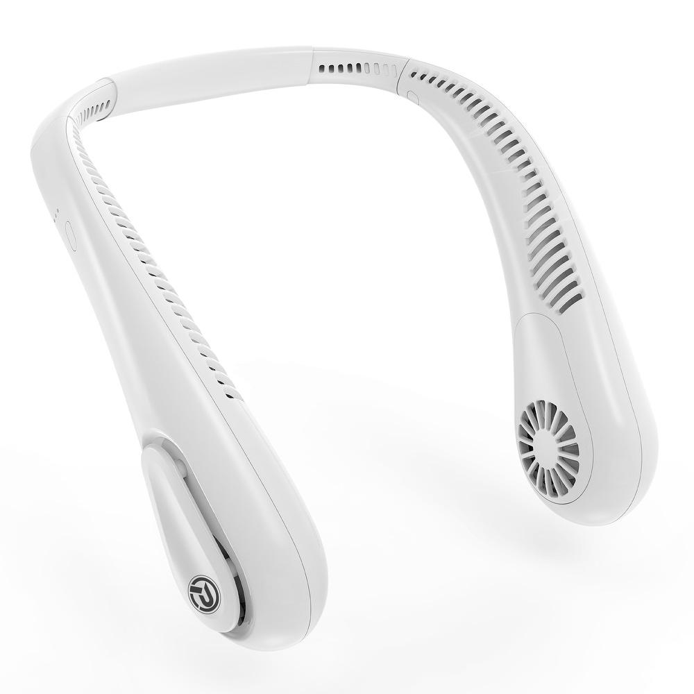 Hand-free 5000mAh Rechargeable Bladeless Neck Fan Angle Adjustable - White