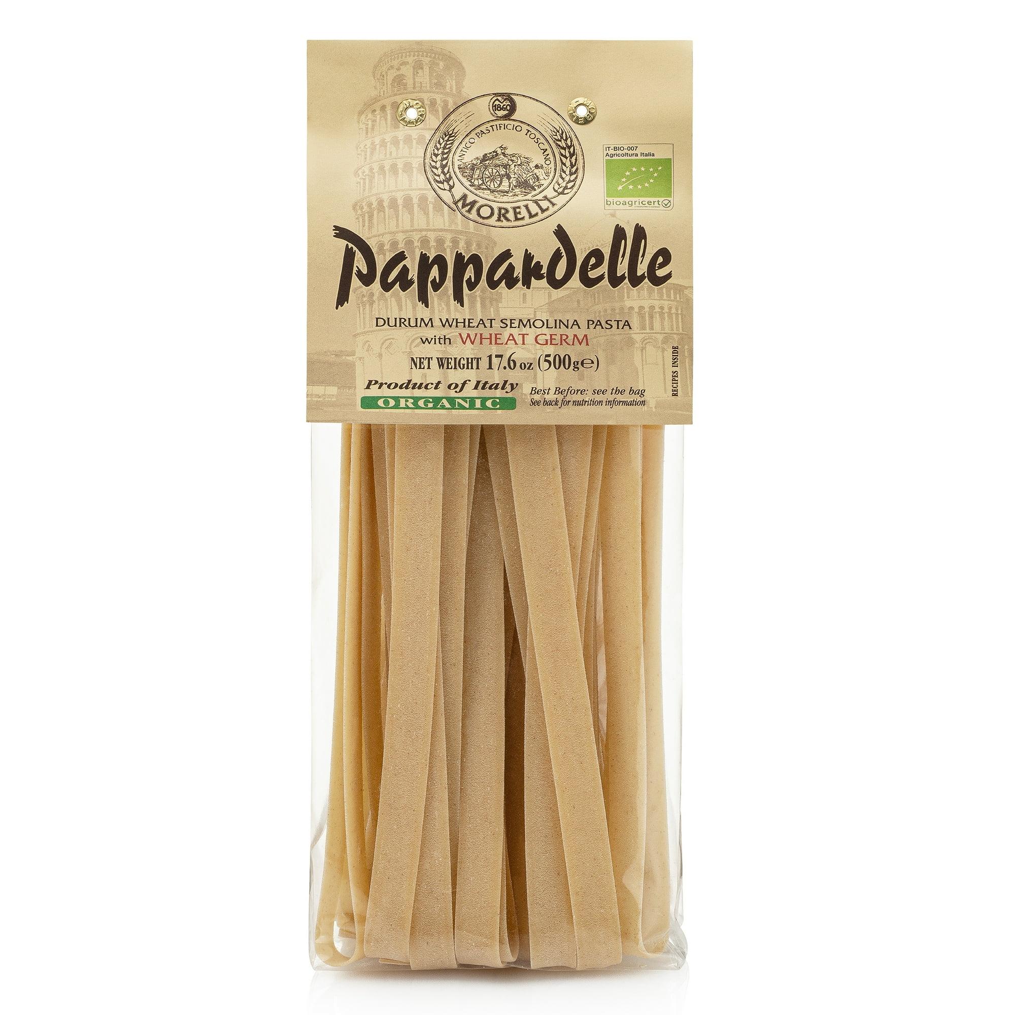 Morelli Pappardelle Pasta with Wheat Germ - Imported from Italy, 17.6oz (500g)