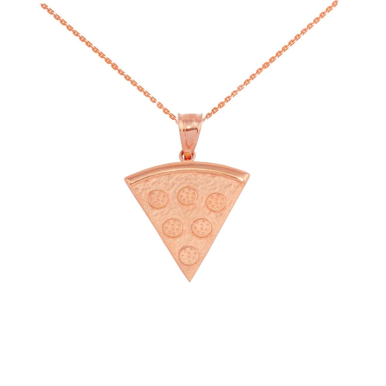 ROSE GOLD PIZZA SLICE FRIENDSHIP PENDANT NECKLACE : 14K Pendant with 20" chain