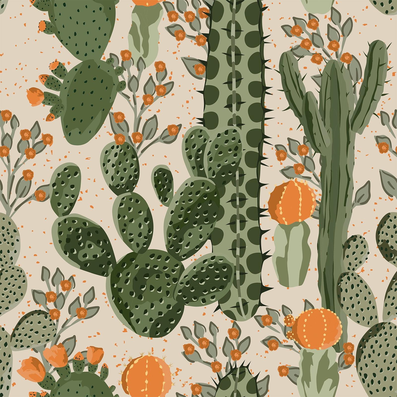 VEELIKE Desert Cactus Wallpaper 17.7''x118'' Green Cacti Succulents Floral Peel and Stick Wallpaper Boho Removable Wallpaper Self Adhesive Contact Paper for Cabinets Walls Bathroom Nursery