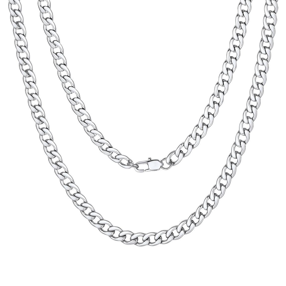 ChainsProMax 5mm Stainless Steel Curb Link Chain Necklace 22 inches Male Chain