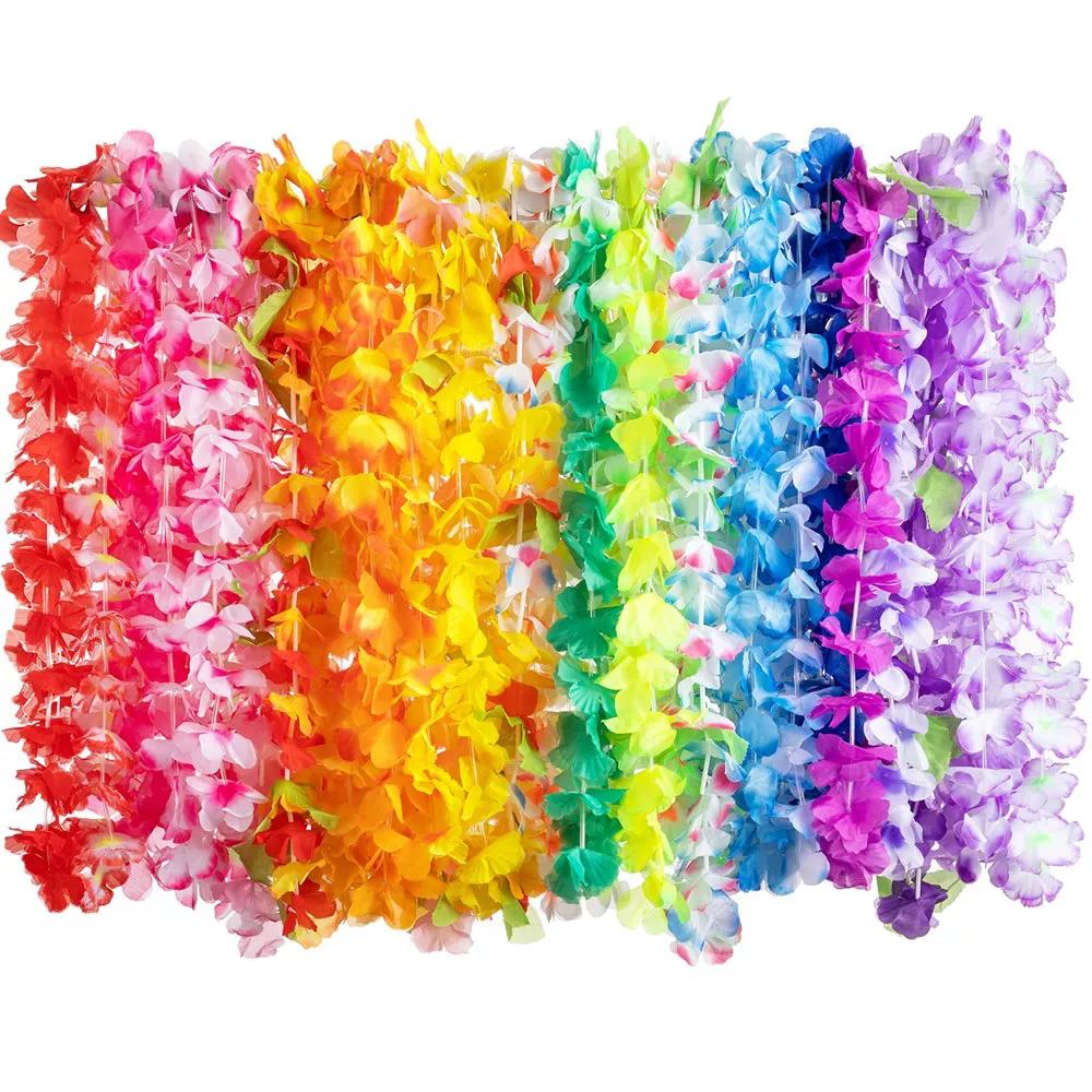 Syncfun 12/36/60 Counts Hawaiian Leis Bulk, Tropical Hawaiian Luau Flower Lei Party Favors Beach Hawaii Luau Party Supplies, Birthday Party Decoration