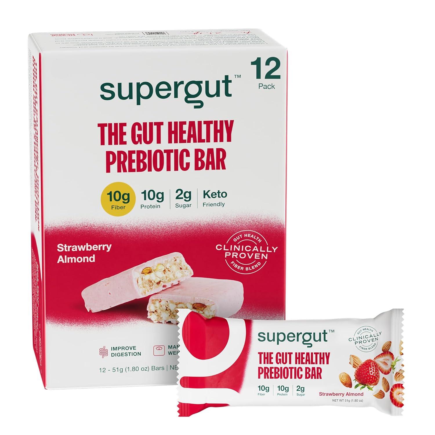 Supergut GLP-1 Boosting Prebiotic Bars, Strawberry Almond