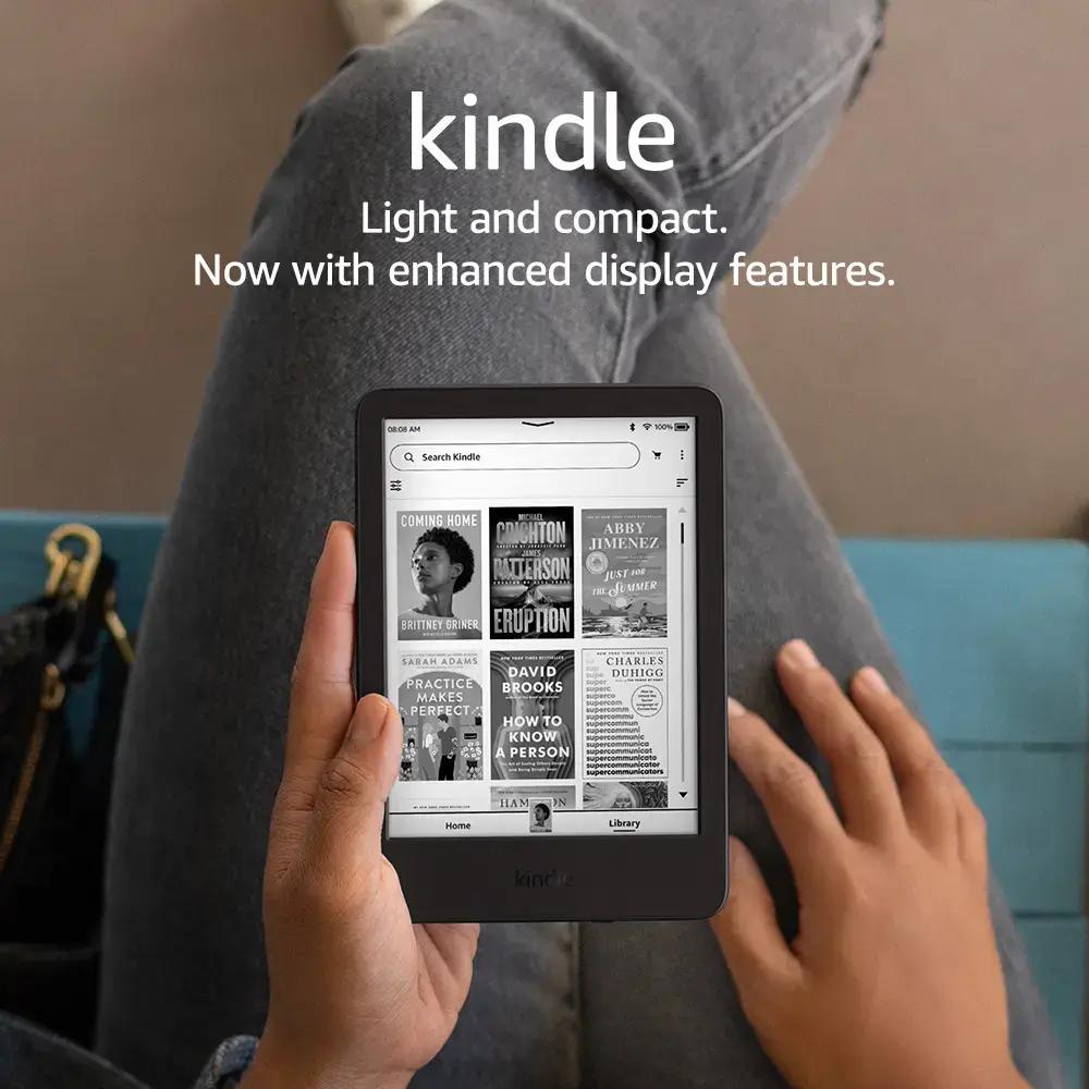 Amazon - Kindle (16 GB) - Lightest and most compact Kindle, with adjustable front light, and long battery life - 2024 - Black