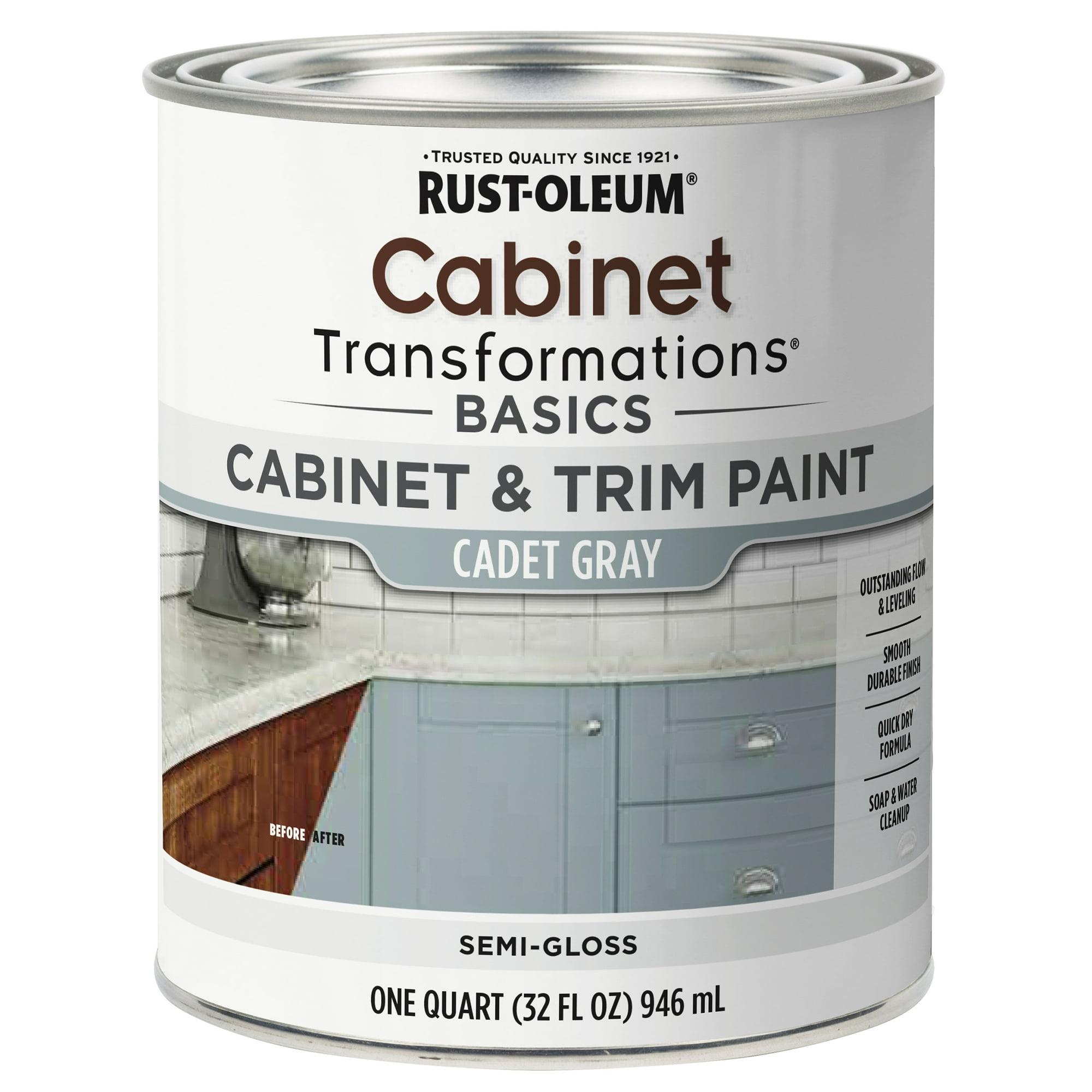 Cadet Gray, Rust-Oleum Transformations Semi-Gloss Cabinet & Trim Paint-372009, Quart