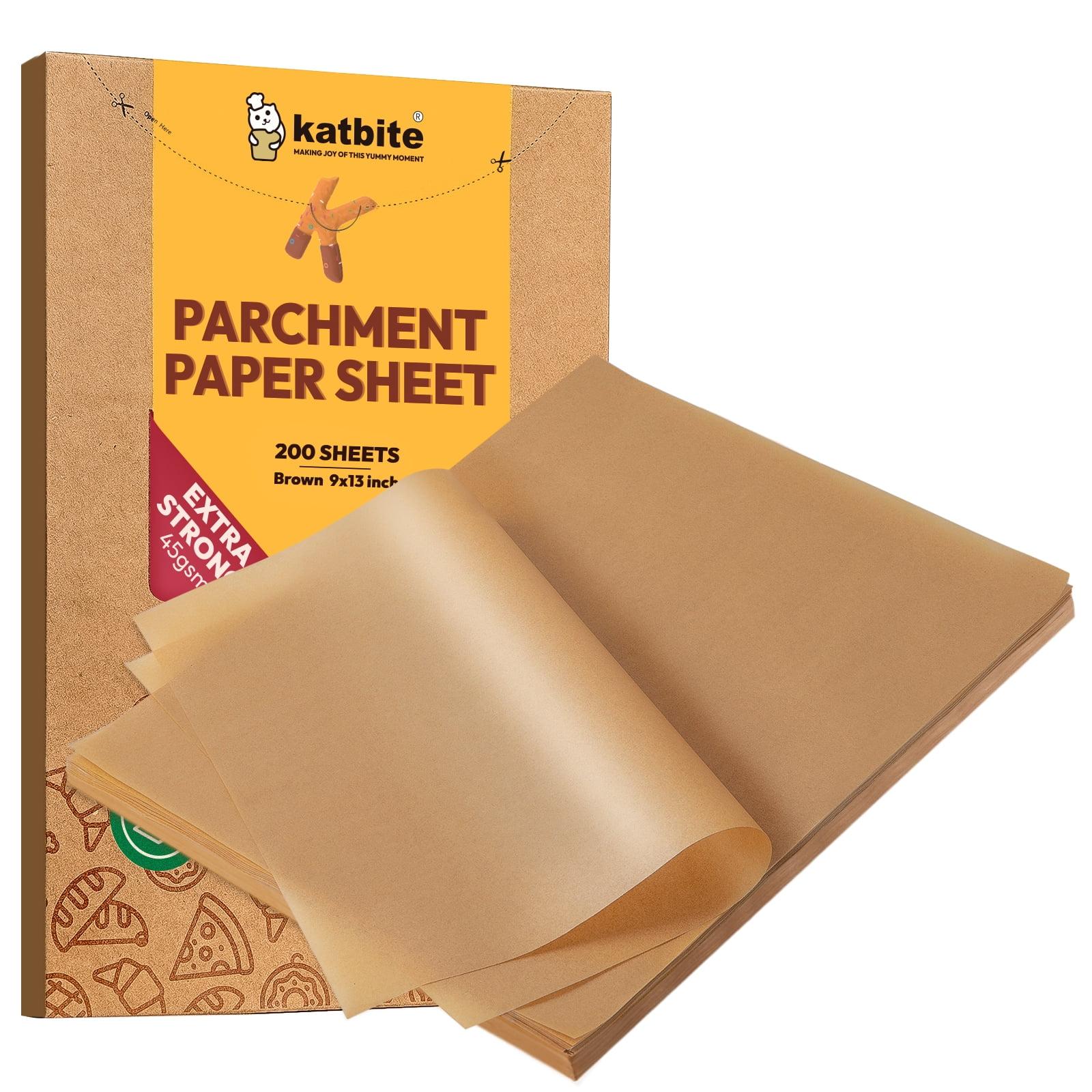 Katbite 200Pcs 9x13 inch Heavy Duty Unbleached Parchment Paper,Brown