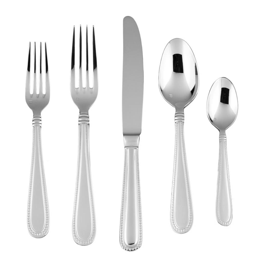 Fortessa Tableware Solutions 5pc Caviar Flatware Set: 18/10 Stainless Steel, Dishwasher-Safe, Service for 1, Traditional Style