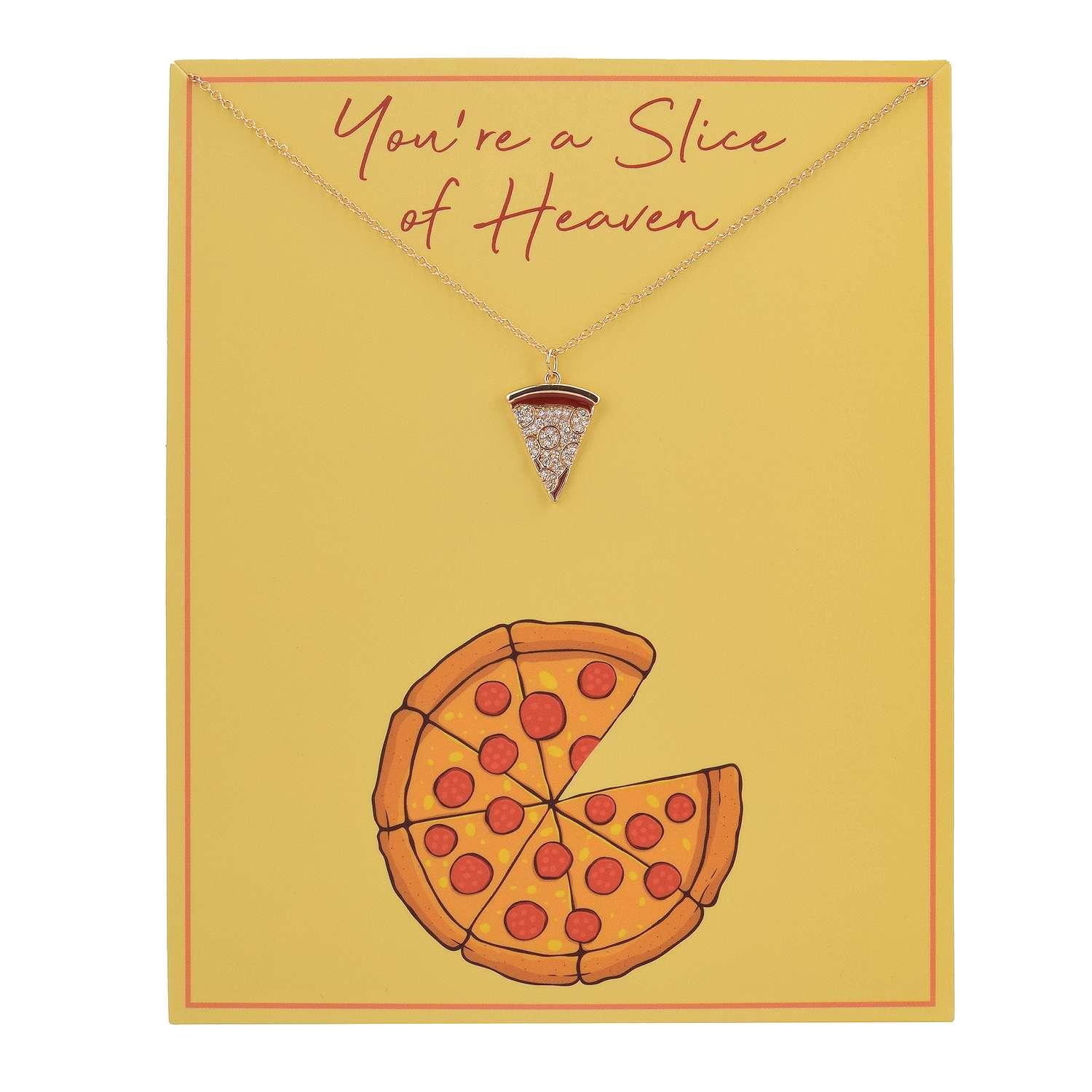 Gold Tone Pizza Pendant Necklace