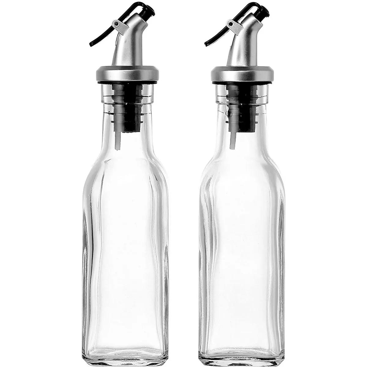 Juvale 2-Pack 8.5oz 250ml Olive Oil and Vinegar Cruets Glass Dispensers Bottles