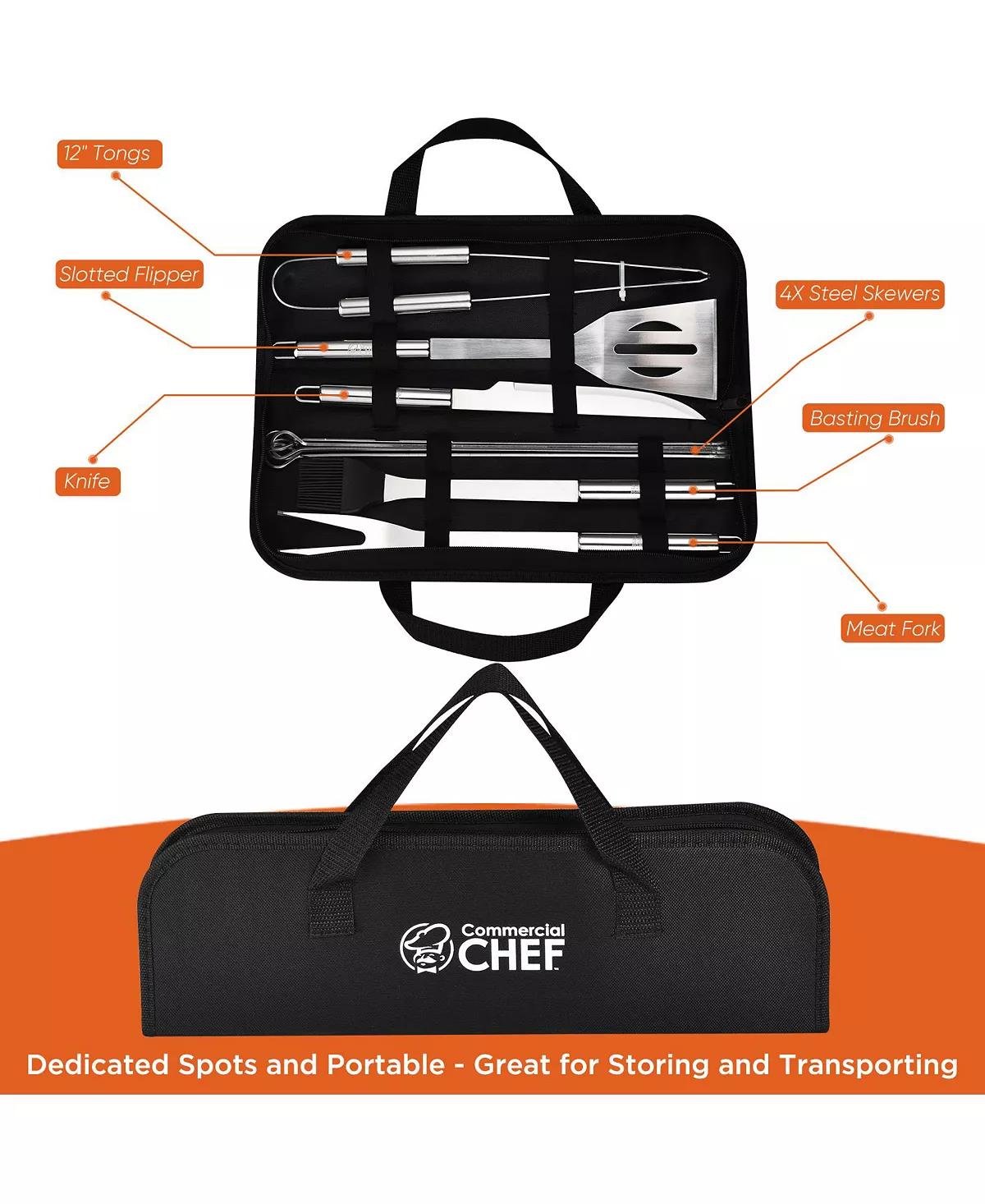 BBQ Grill Set with Meat Fork, Spatula, and All Necessary Grill Accessories - 10 PCS BBQ Grilling Tools for Smoker, Camping, Kitchen, Barbecue and Ideal Mens Gift