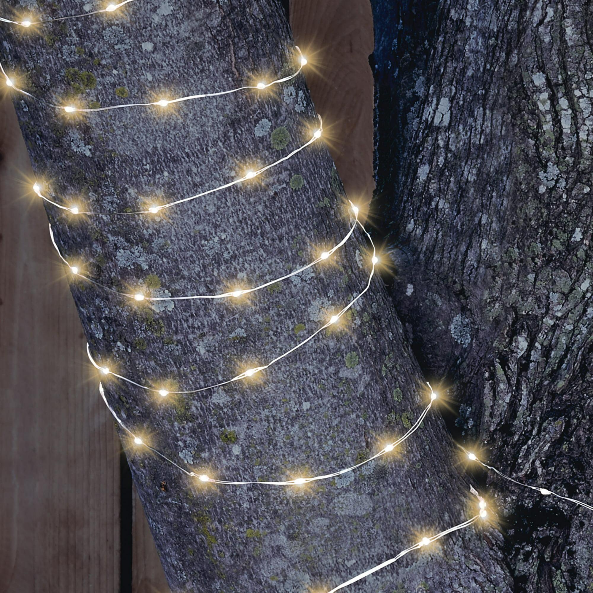 Mainstays Solar Power 200-Count Warm White Fairy LED Wire String Lights Garden Decorative