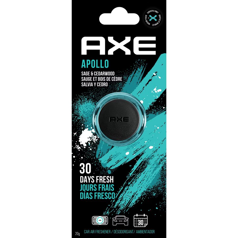 Axe Mini Vent Clip Apollo: Cedar & Sage Car Air Freshener, Cruelty-Free, Solid, Non-Powered, Green
