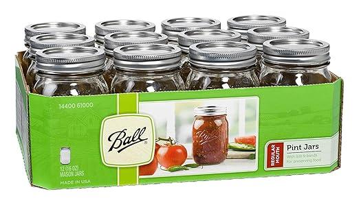 Ball Regular Mouth 16-Ounces Mason Jar with Lids and Bands (12-Units), 12-Pack, AS SHOWN