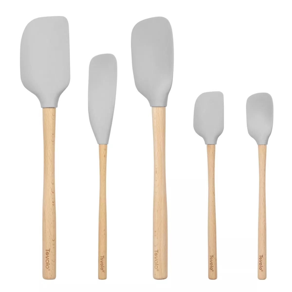 Tovolo 5pc Silicone/Wood Flex Core Spatula Set