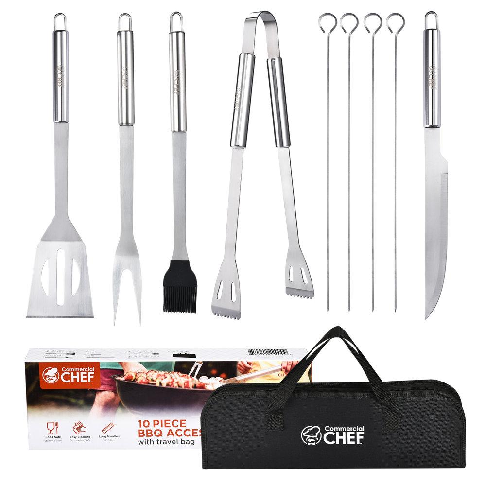 Commercial Chef 10 Piece BBQ Grill Set - Grill Accessories