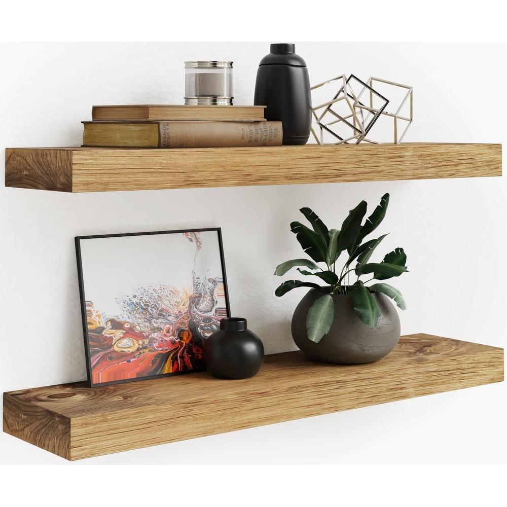 Rustic Wooden Floating Wall Shelves (Set of 2)