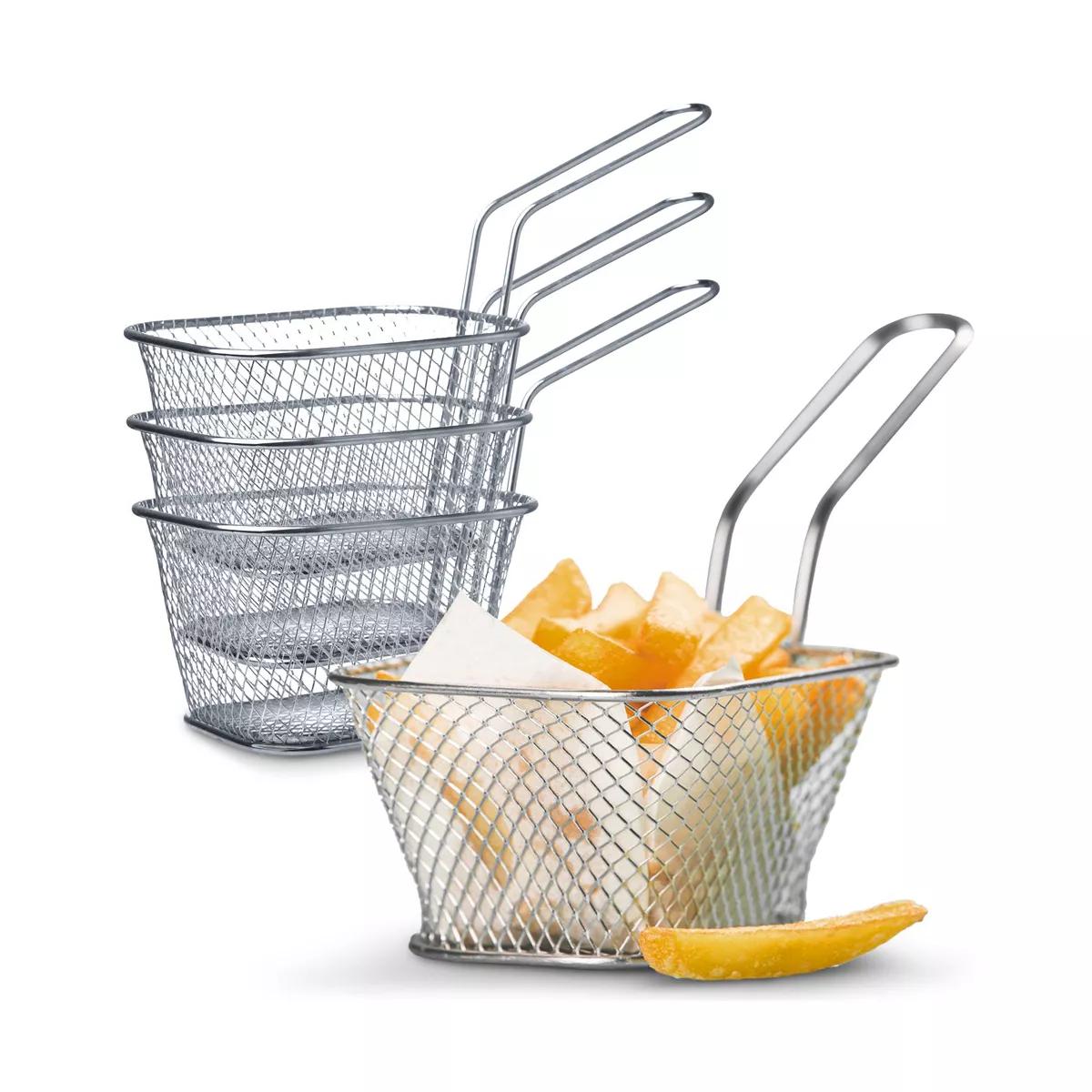 Cheer Collection Mini Square French Fry Baskets, 4 Pack