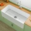 Farmhouse Series 36 in. Apron Front Kitchen Sink Single Bowl White Fireclay Sink with Bottom Grids and Drain Barn Sink