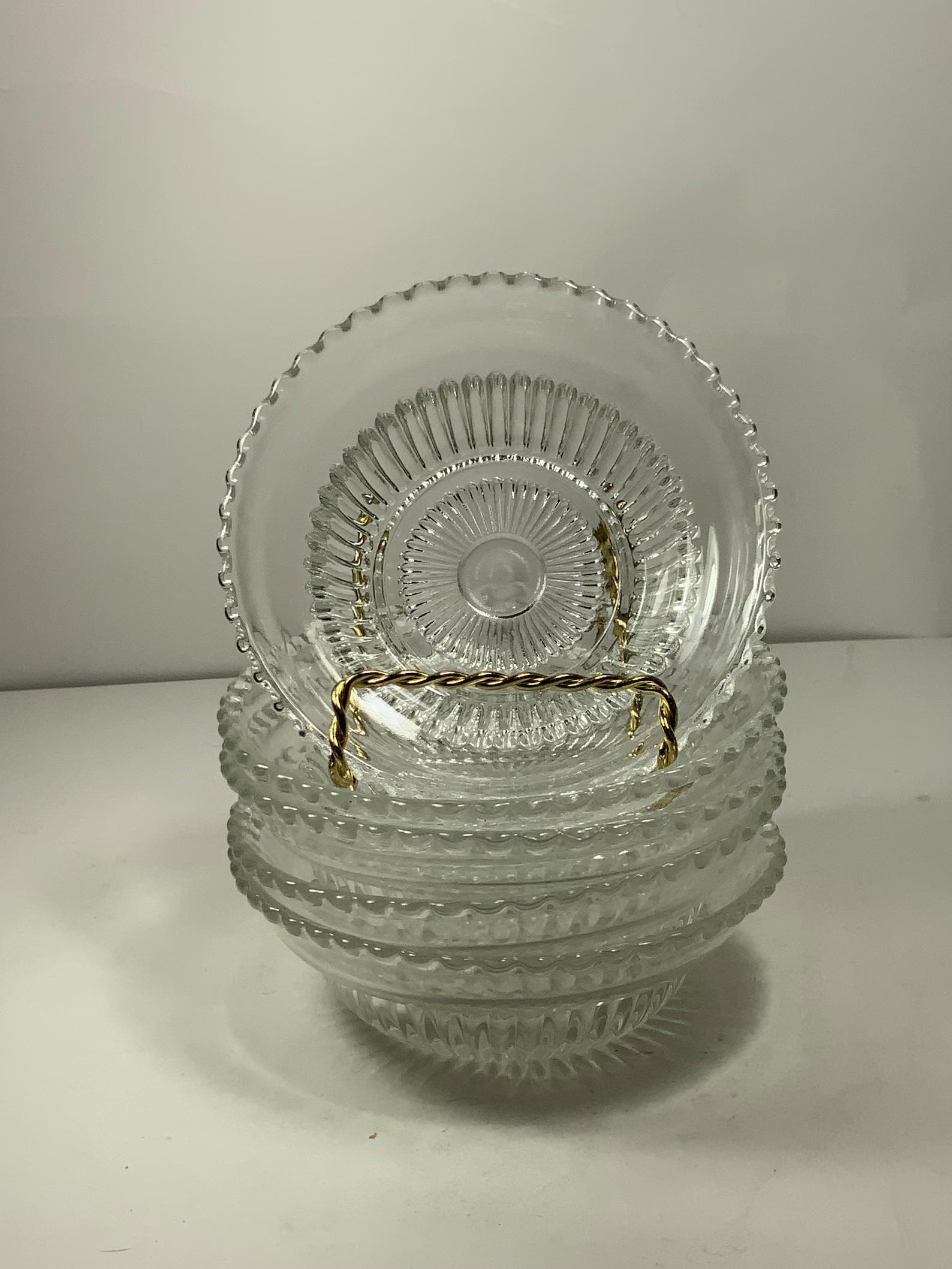 Set of 5 Vintage Arcoroc Clear Glass Berry Bowls 4.5 in.