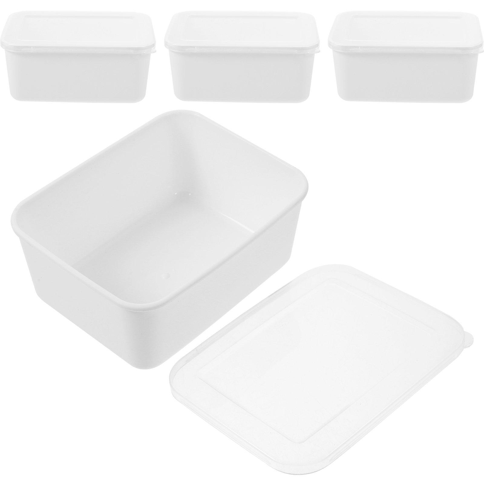 4 Pcs Crisper Fridge Storage Boxes Bins Airtight Food Freezer Containers Refrigerator Lunch for Outdoor Cases Travel