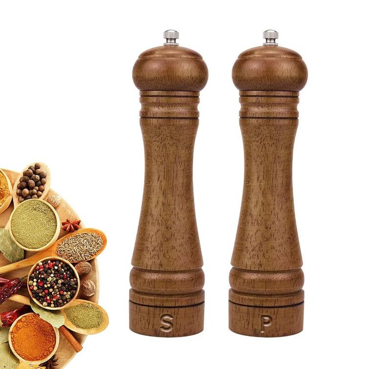 Wood No Power Source Required / Manual Salt & Pepper Mill Set (Set of 2)